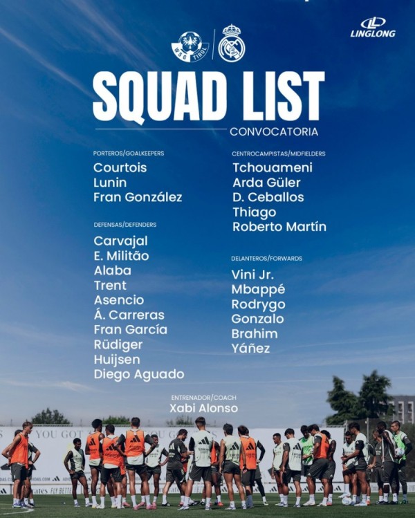 皇马友谊赛大名单：姆巴佩、罗德里戈、维尼修斯、阿诺德在列